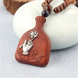 Ethnic Ebony Wooden Alloy Mixed Pendant Necklace