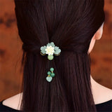 Ethnic Elastic Hair Jewelry Glass Glazed Leaf Resin Flower Head Wear