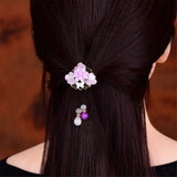 Ethnic Elastic Hair Jewelry Glass Glazed Leaf Resin Flower Head Wear