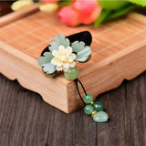Ethnic Elastic Hair Jewelry Glass Glazed Leaf Resin Flower Head Wear