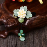 Ethnic Elastic Hair Jewelry Glass Glazed Leaf Resin Flower Head Wear