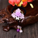 Ethnic Elastic Hair Jewelry Glass Glazed Leaf Resin Flower Head Wear