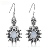 Ethnic Moonstone Drop Earrings 925 Silver Women's Party Anniversary Gift