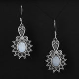 Ethnic Moonstone Drop Earrings 925 Silver Women's Party Anniversary Gift