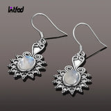 Ethnic Moonstone Drop Earrings 925 Silver Women's Party Anniversary Gift