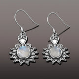 Ethnic Moonstone Drop Earrings 925 Silver Women's Party Anniversary Gift