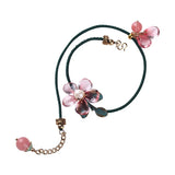 Pearl Lampwork Petals Flower Bracelet Rope Wrap Bangle