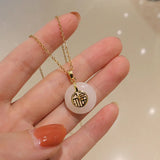 Ethnic Hetian Jade Necklace Fu Safety Buckle Pendant Party