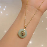 Ethnic Hetian Jade Necklace Fu Safety Buckle Pendant Party