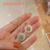 Ethnic Hetian Jade Necklace Fu Safety Buckle Pendant Party