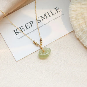 Ethnic Hetian Jade Necklace Beads Safety Lock Pendant Wedding Party Jewelry
