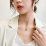 Ethnic Hetian Jade Necklace Beads Safety Lock Pendant Wedding Party Jewelry