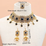 Crystal Square Choker Necklace Set Bronze Jewelry