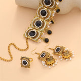Crystal Square Choker Necklace Set Bronze Jewelry