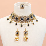 Crystal Square Choker Necklace Set Bronze Jewelry