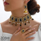 Crystal Square Choker Necklace Set Bronze Jewelry