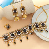 Crystal Square Choker Necklace Set Bronze Jewelry