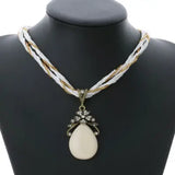 Boho Colorful Beads Stone Pendant Necklace Multilayer Chain Jewelry
