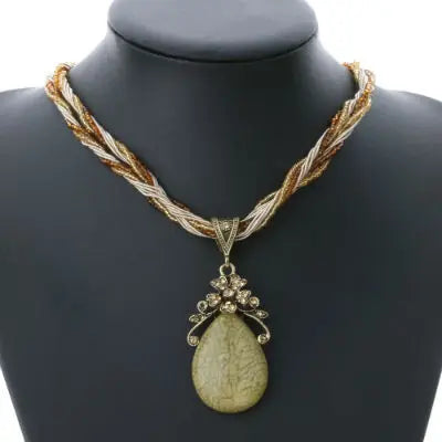 Boho Colorful Beads Stone Pendant Necklace Multilayer Chain Jewelry