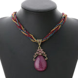Boho Colorful Beads Stone Pendant Necklace Multilayer Chain Jewelry