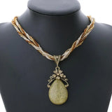 Boho Colorful Beads Stone Pendant Necklace Multilayer Chain Jewelry