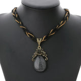 Boho Colorful Beads Stone Pendant Necklace Multilayer Chain Jewelry
