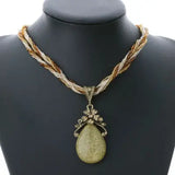 Boho Colorful Beads Stone Pendant Necklace Multilayer Chain Jewelry