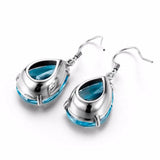 Ethnic Dangle Earrings Aquamarine Stone 925 Silver Jewelry