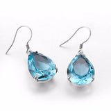 Ethnic Dangle Earrings Aquamarine Stone 925 Silver Jewelry