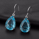 Ethnic Dangle Earrings Aquamarine Stone 925 Silver Jewelry