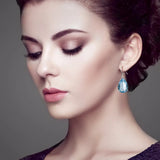 Ethnic Dangle Earrings Aquamarine Stone 925 Silver Jewelry