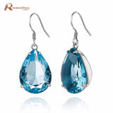 Ethnic Dangle Earrings Aquamarine Stone 925 Silver Jewelry