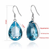 Ethnic Dangle Earrings Aquamarine Stone 925 Silver Jewelry