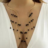 Ethnic Metal Acrylic Tassel Pendant Collar Necklace for Women
