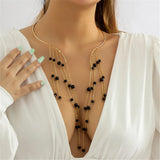 Ethnic Metal Acrylic Tassel Pendant Collar Necklace for Women