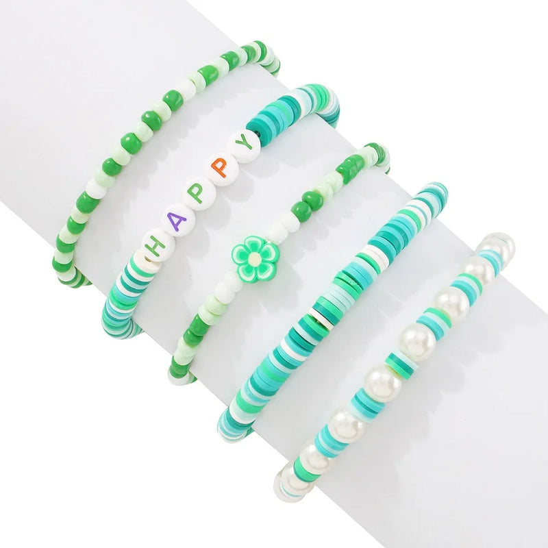 Bohemian Multilayer Acrylic Beads Bracelet Set for Women