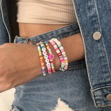 Bohemian Multilayer Acrylic Beads Bracelet Set for Women