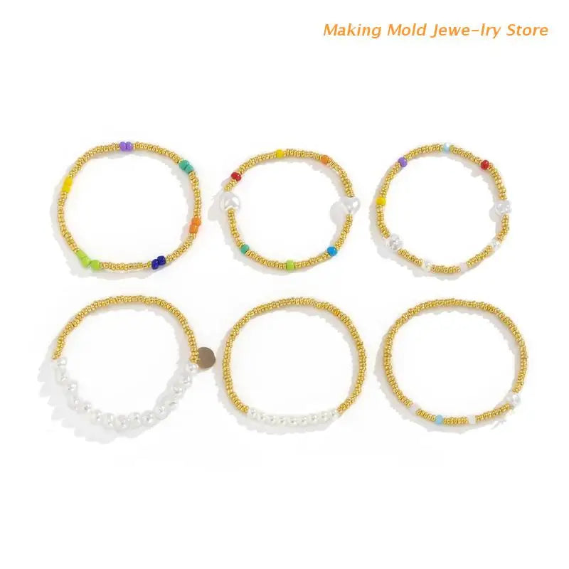 Multilayer Resin Beads Bracelet Set Boho Jewelry