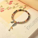 Colorful Tourmaline Loop Bracelet 925 Silver Charms Bracelet