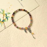 Colorful Tourmaline Loop Bracelet 925 Silver Charms Bracelet