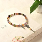 Colorful Tourmaline Loop Bracelet 925 Silver Charms Bracelet
