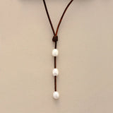 Ethnic Freshwater Pearl Leather Choker Necklace Women Beaded Short Necklace