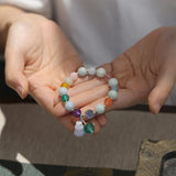 Jade Gourd Pendant Bracelet Multicolor Crystal Beads Aquamarine Fine Jewelry
