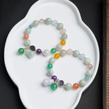 Jade Gourd Pendant Bracelet Multicolor Crystal Beads Aquamarine Fine Jewelry