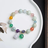 Jade Gourd Pendant Bracelet Multicolor Crystal Beads Aquamarine Fine Jewelry