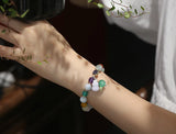 Jade Gourd Pendant Bracelet Multicolor Crystal Beads Aquamarine Fine Jewelry