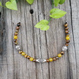 Ethnic Stone Beads Necklace with Moon Pendant