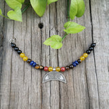 Ethnic Stone Beads Necklace with Moon Pendant