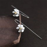 Ethnic Art 925 Silver Flower Golden Tassel Earrings For Women