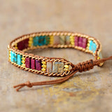 Ethnic Women Natural Stones Jaspers Wrap Bracelet Bohemian Healing Jewelry